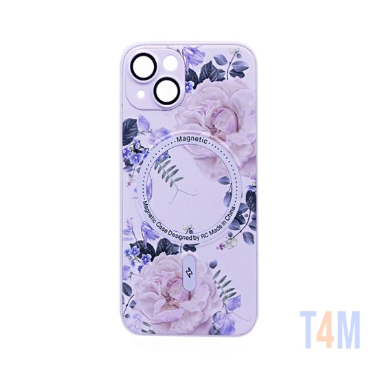 Capa Magnética com Desenho de Flores para Apple iPhone 13 Branco